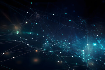 Abstract technology background with connected dots for wireless, network, or digital design. Generative AI