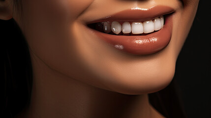 Smiling mouth of an African-American woman with perfect teeth. Generative AI