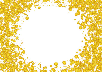 Scatter Gold Confetti Vector White Background.