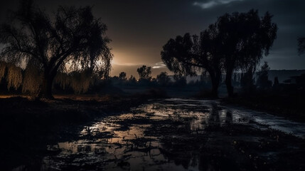 Fototapeta premium darkness landscape. Generative AI