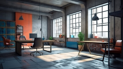 Modern interior design of an office. Generative Ai