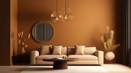 Mockup wall with armchair in living room with a wall modern living room. Generative Ai