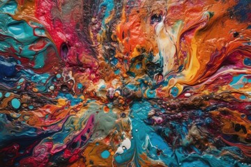 explosion fluid art composition is inspired by an abstract photograph and showcases a rich and bold color palette