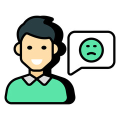 A flat design icon of customer response