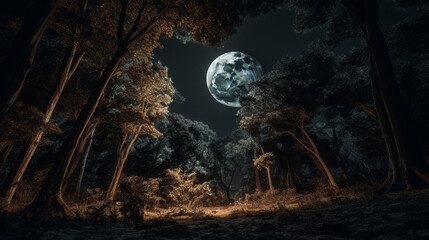 Obraz na płótnie Canvas fantasy night with light moon. Generative AI