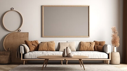 3d contemporary living room interior and modern furniture. Generative Ai