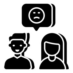 A solid design icon of customer response