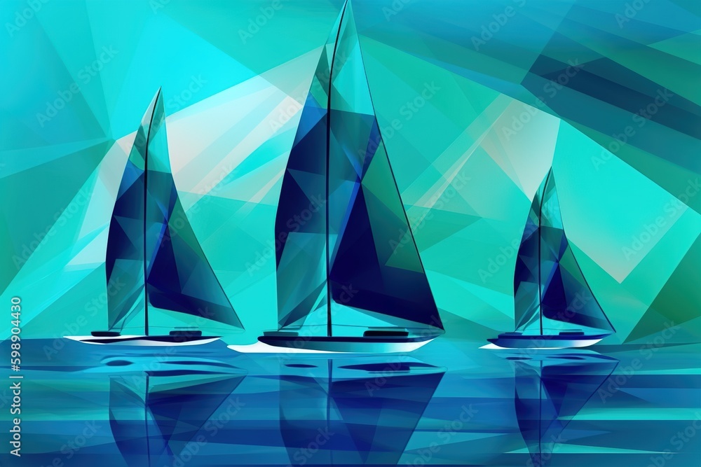 Poster a collection of sailboats that are afloat on the surface of a body of water generative ai generative
