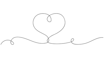Heart Line Drawing. Continuous Line, Vector