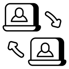 Fototapeta premium A linear design icon of video call transfer