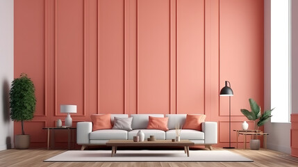 Wall mockup in empty home interior, 3d render. Generative Ai