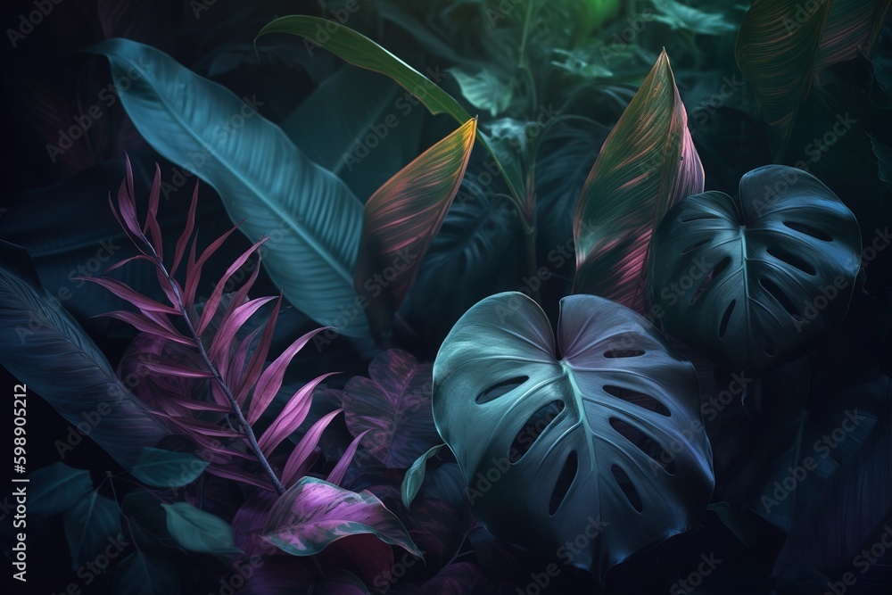 Poster a collection of leaves that are both green and purple. generative ai generative ai