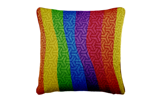 Cushions and pillow types in LGBT colors and patterns, png isolated background	