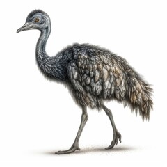 Emu isolated on white background (Generative AI)