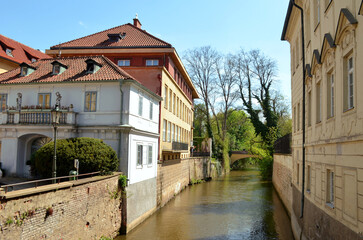 Fototapeta na wymiar A canal in the city Prague