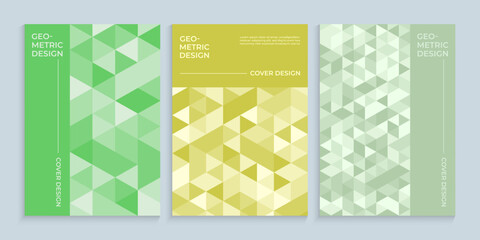 Gradient green book cover with geometric design, Minimal green cover design set