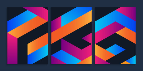 Geometric cover design with gradient rectangular shapes