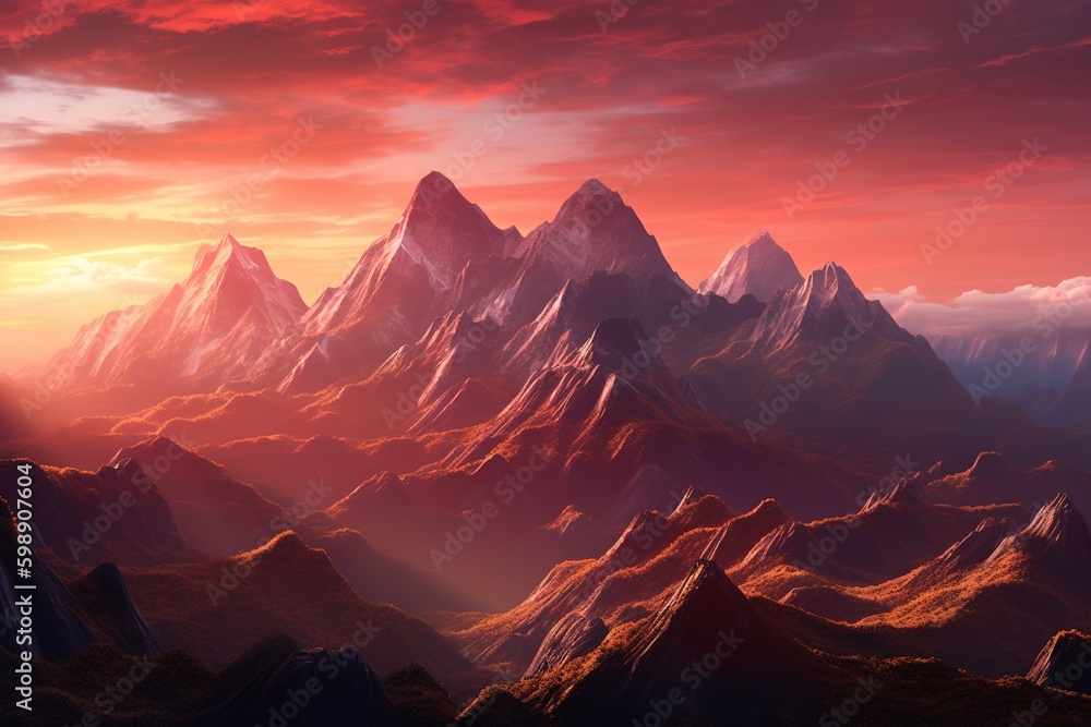 Poster a picture of a mountain range that was created by a computer. generative ai generative ai