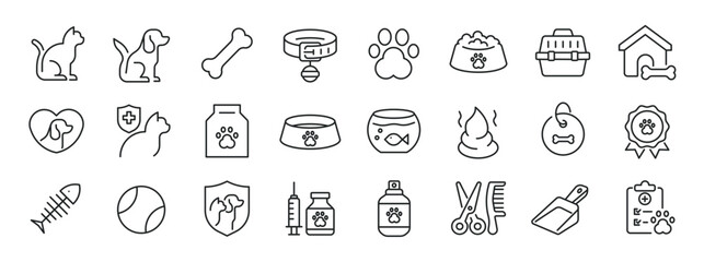 Pets thin line icons. Editable stroke. For website marketing design, logo, app, template, ui, etc. Vector illustration.