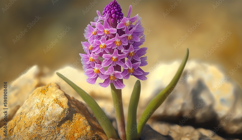 Poster flowering of the maltese orchid species anacamptis pyramidalis generative ai generative ai
