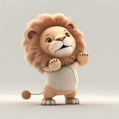 Fototapeta premium Lion Cute 3D. Generative AI