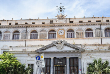 Fototapeta na wymiar Exterior of Banca Carige in Palermo, capital of Sicily Island, Italy
