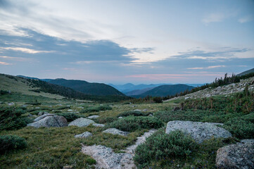 Morning Light Over the Mummy Range from Stormy Peaks Pass