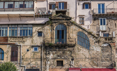 Buildings in La Cala district, port of Palermo, capital city of Sicily Island, Italy