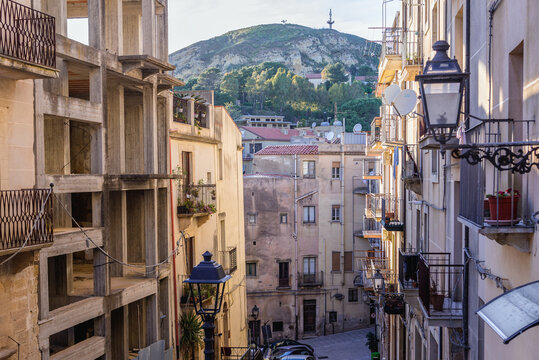 Old part of Salemi town located in south-western part of Sicily Island, Italy