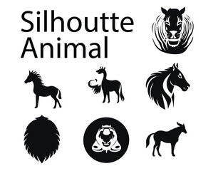Silhouette set of animals vector 