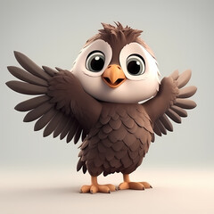 3d Cute Adorable Eagle Cartoon