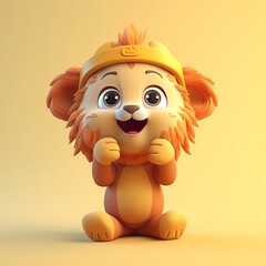 Obraz premium Lion Cute 3D. Generative AI