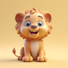 Naklejka premium Lion Cute 3D. Generative AI