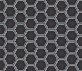 Seamless hexagon plastic texture. Dark background.