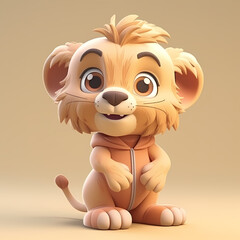 Fototapeta premium Lion Cute 3D. Generative AI