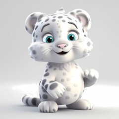Naklejka premium Snow Leopard 3D. Generative AI