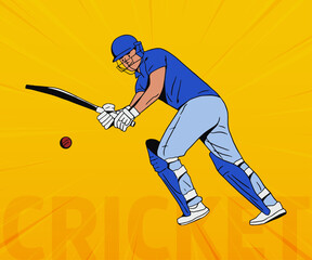 Vector illustration of batsman player playing cricket sports, IPL Cricket.