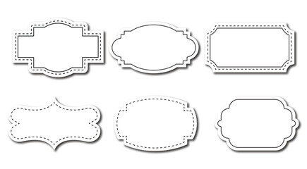 Vector empty vintage labels set of six with white baground