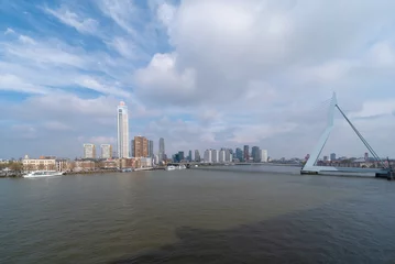 Foto op Aluminium Rotterdam mit Erasmusbrücke. © Jochen Mank