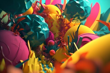 A colorful abstract design with a mix of vivid and intense tones and hues inspired by the tropics, Generative AI