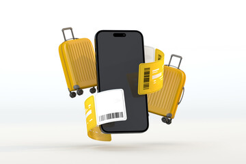 Digital travel concept with ticket pass and iPhone 15 pro max