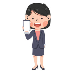 Cute female business show phone screen