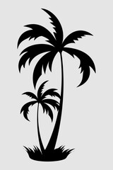 Fototapeta na wymiar A black and white picture of two palm trees with the word palm on it.