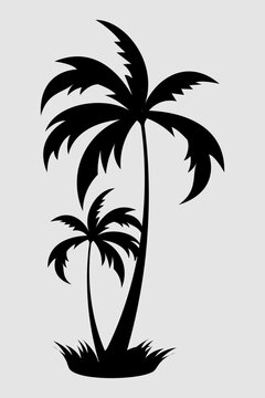 A black and white picture of two palm trees with the word palm on it.