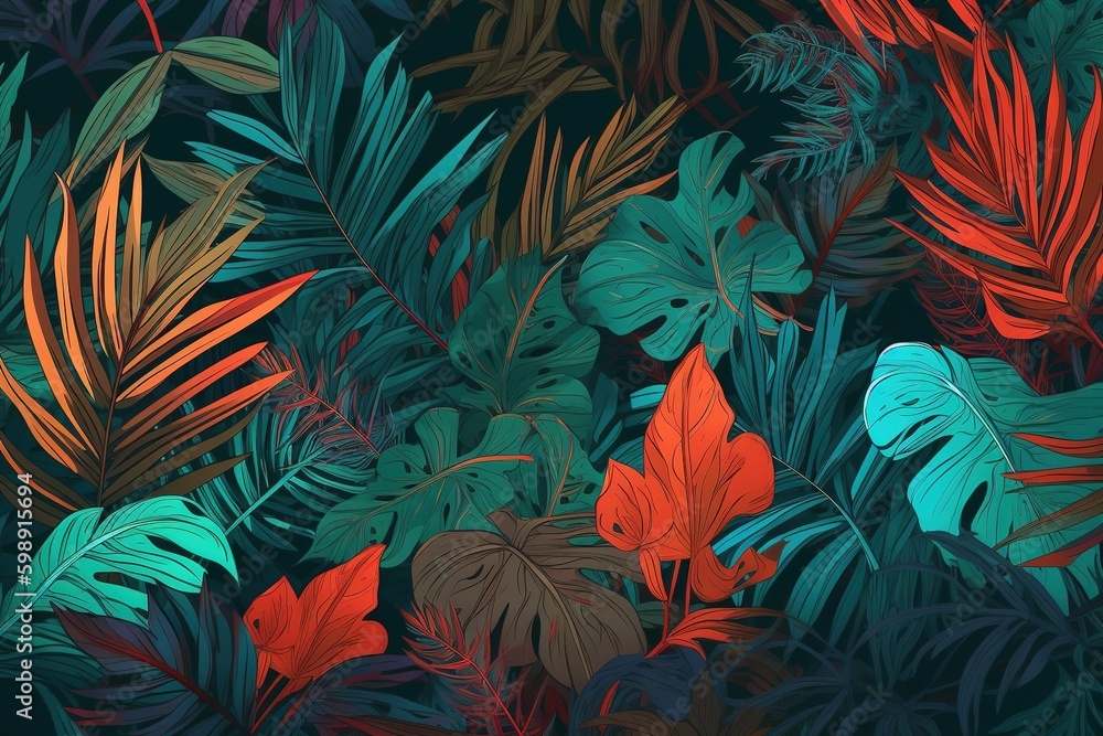 Poster a collection of leaves that are now sitting on a table generative ai generative ai