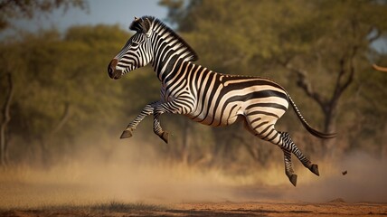 Jumping zebras are tense. GENERATE AI - obrazy, fototapety, plakaty