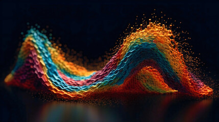 bright wave motion animation against dark background - obrazy, fototapety, plakaty