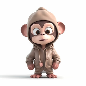 Baby Monkey 3D. Generative AI