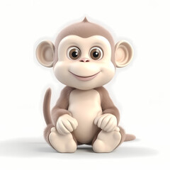 Fototapeta premium Baby Monkey 3D. Generative AI