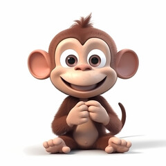 Naklejka premium Baby Monkey 3D. Generative AI